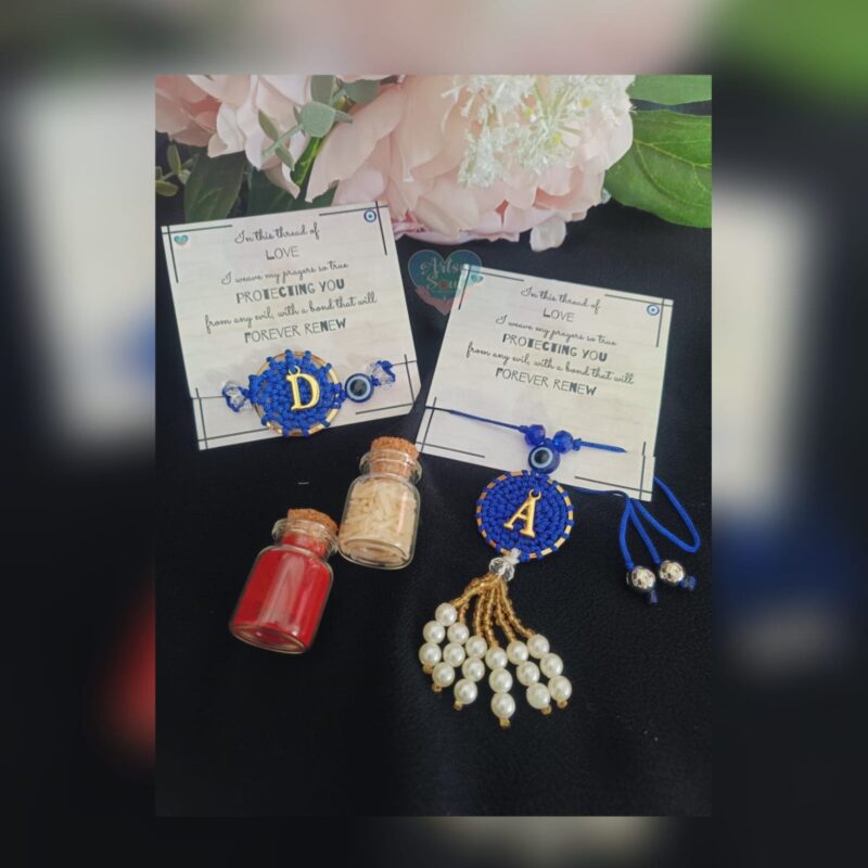 Dreams Weaved: Personalized Initial Dreamcatcher Rakhi in Your Preferred Colors