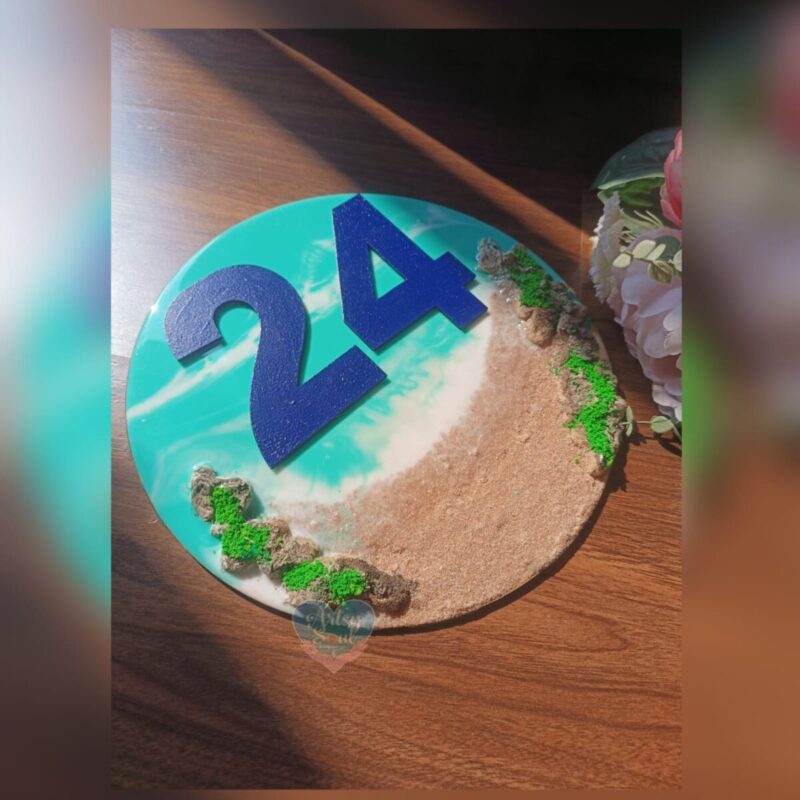 Number 24: Oceanic Symphony in Sea Green and Blue Resin Art