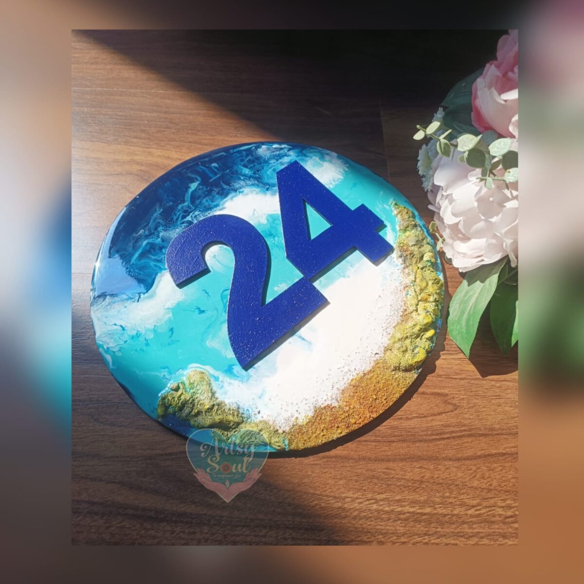 Number 24 in Blue Serenity: Handmade Ocean Resin Art Delight