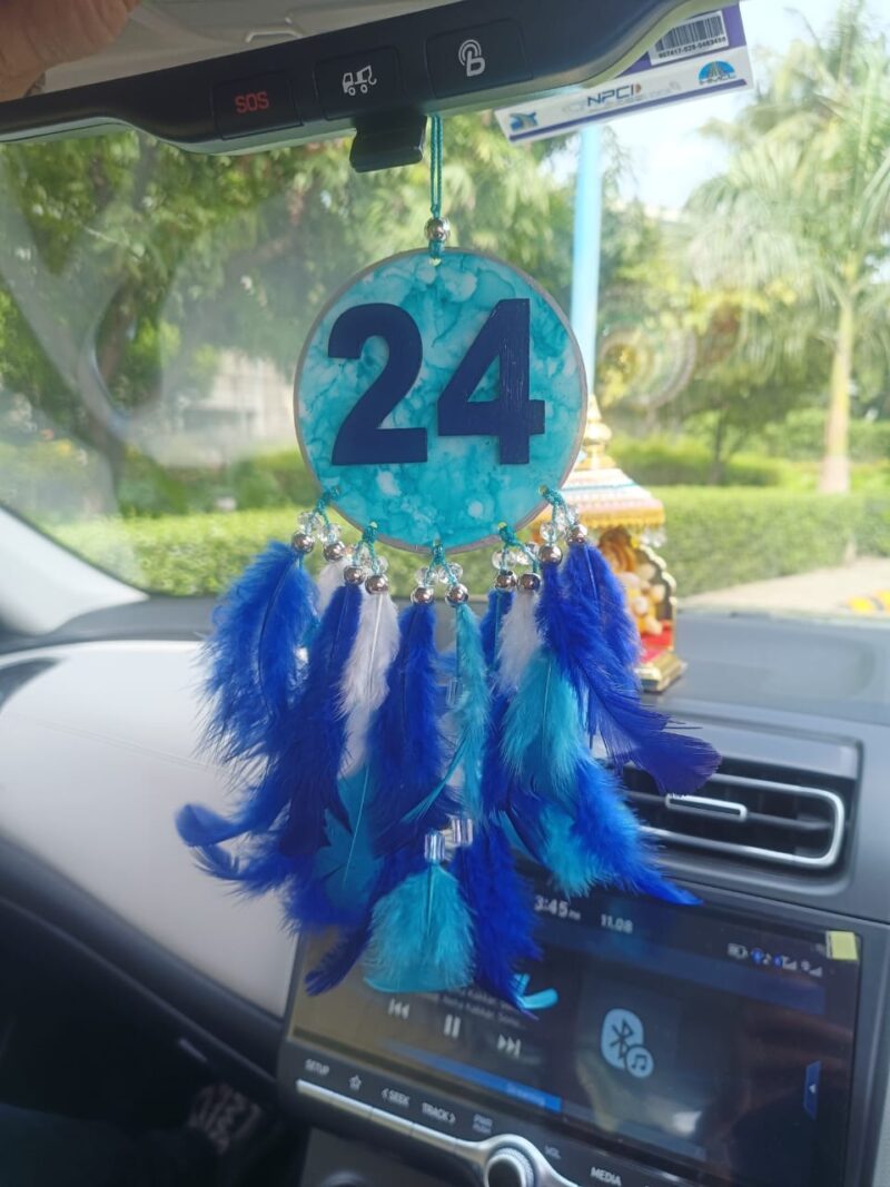 Number 24 : Dual-Sided Car Hanger with Alcoholic Ink Artistry