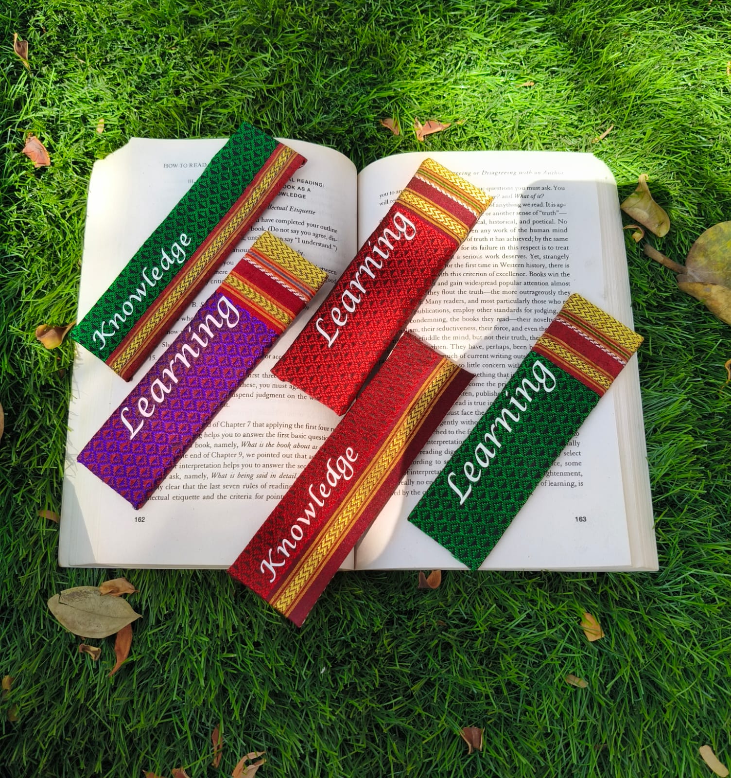 Handcrafted Eco-Friendly Khan Fabric Bookmarks ( Set of 3)