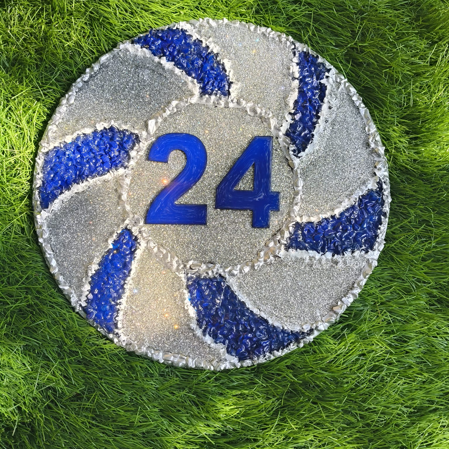 24 Prosperity Wave – Silver & Blue Wall Decor