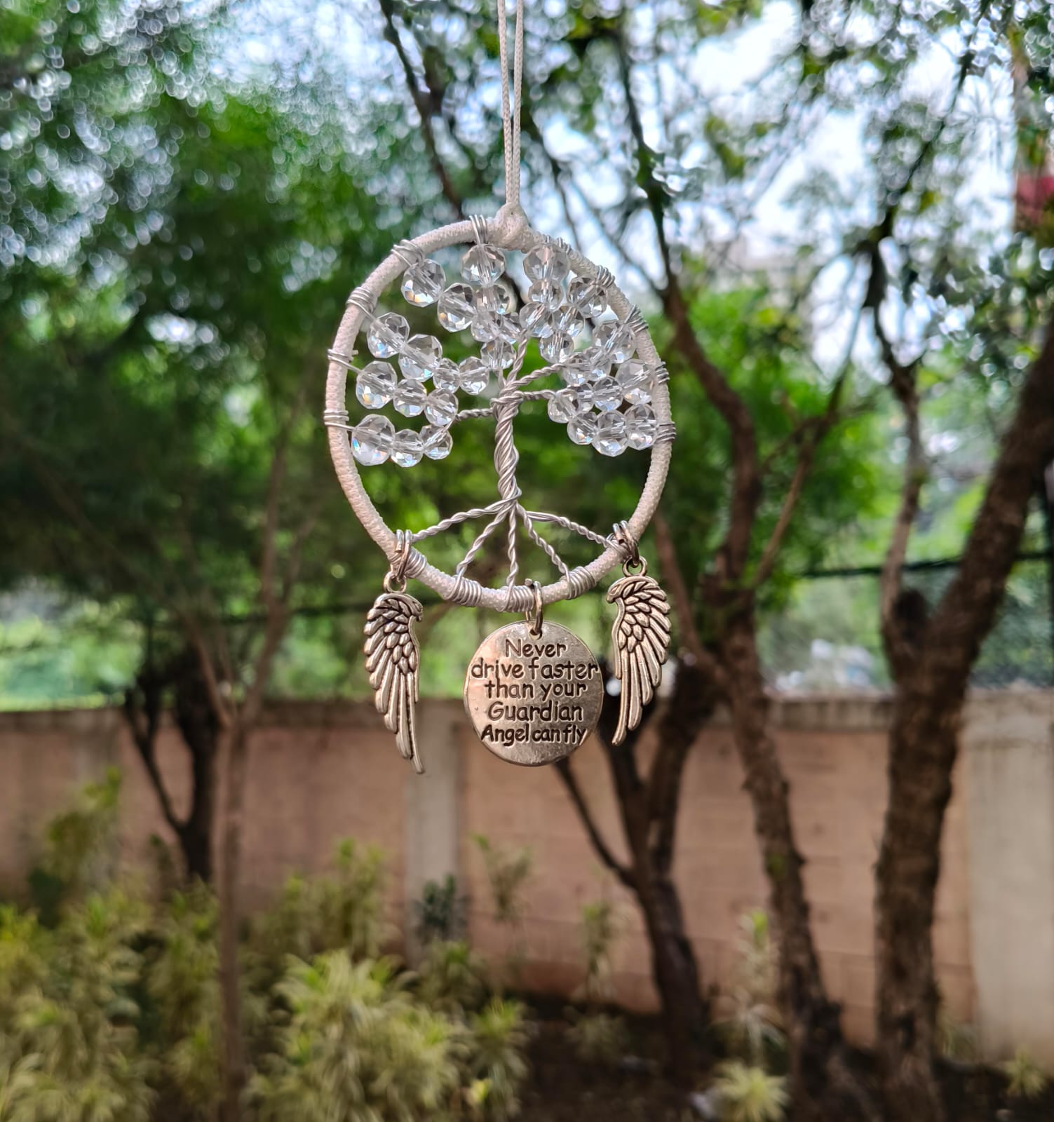 Tree of Life Car Hanging with Angel Wings