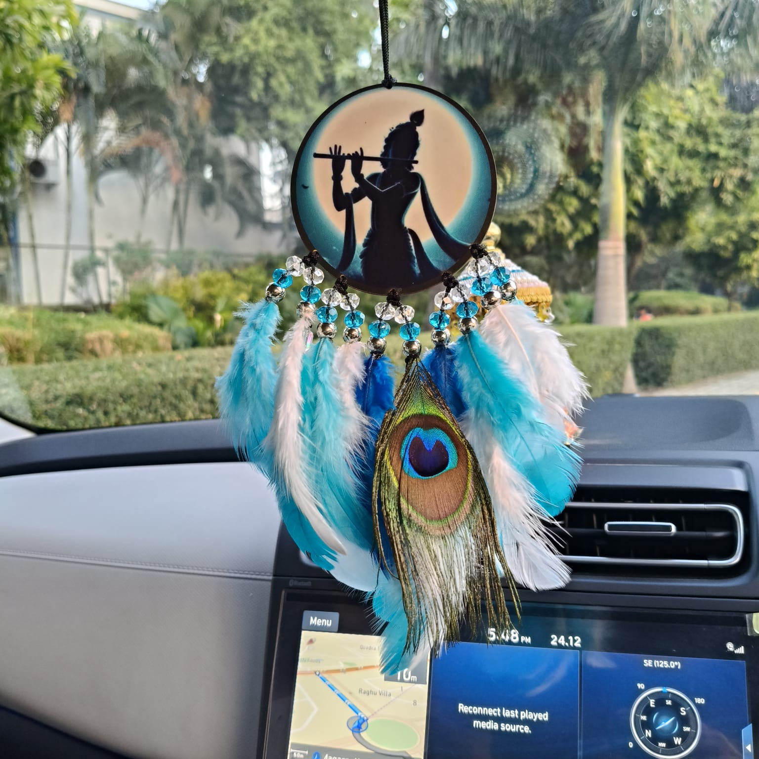 Mor Pankh Krishna Car hanging